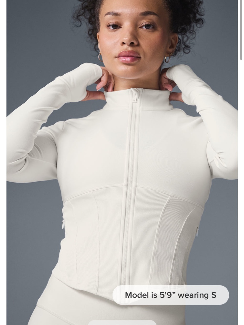 Alo Airbrush Corset Full Zip Jacket - Ivory